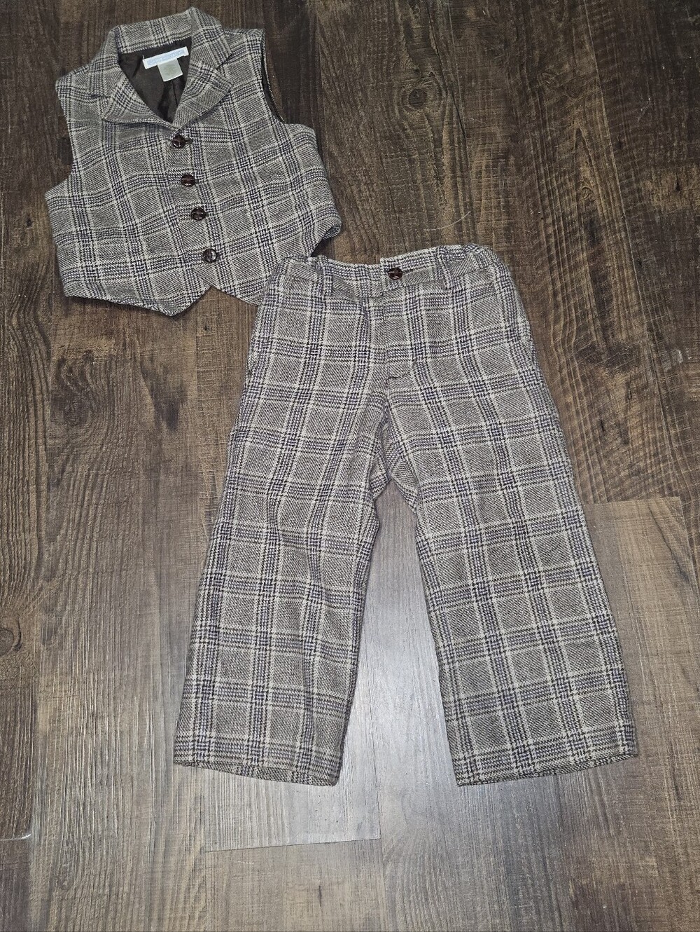 Janie And Jack Toddler Plaid Vest & Pants Formal Outfit Suit